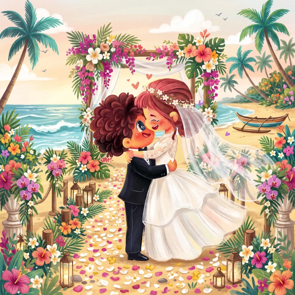 Bride and groom hugging on a Sri Lankan beach
